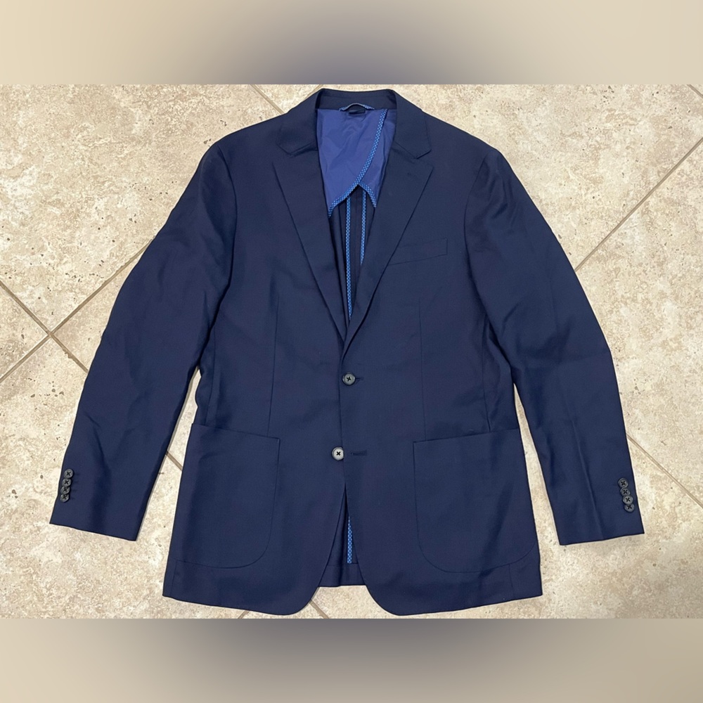 Mizzen Main Lavelle Blazer 40R Navy Blue 100% Wool Trim Fit Sport Coat Jacket